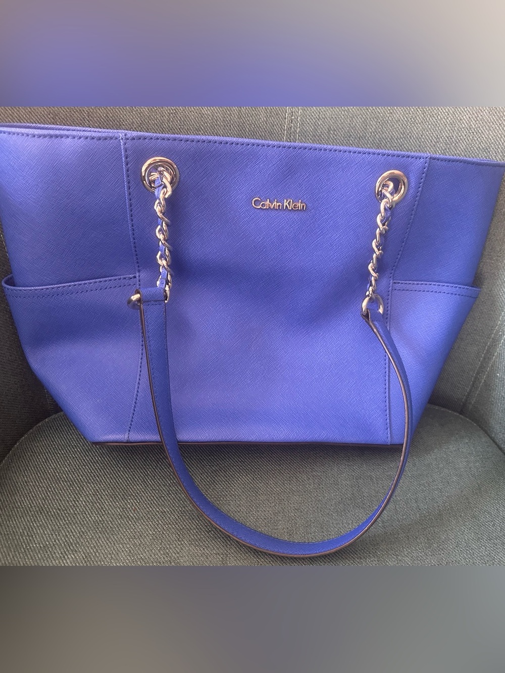 Calvin Klein Cobalt Blue Chain-Handle Tote